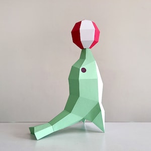 Delfino di carta fai da te, delfino con palla, carpa di carta, giocattoli di pesce, pdf stampabile, delfino svg, pesce svg, download digitale, papercraft 3d, giocattoli di carta