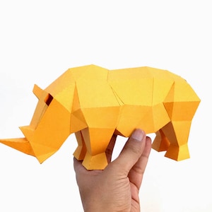 DIY Papercraft Rhino Sculpture, papercraft 3d, sculpture papercraft,Origami, Rhinoceros,Silhouette Cameo,Cricut,Silhouette Studio,Printables