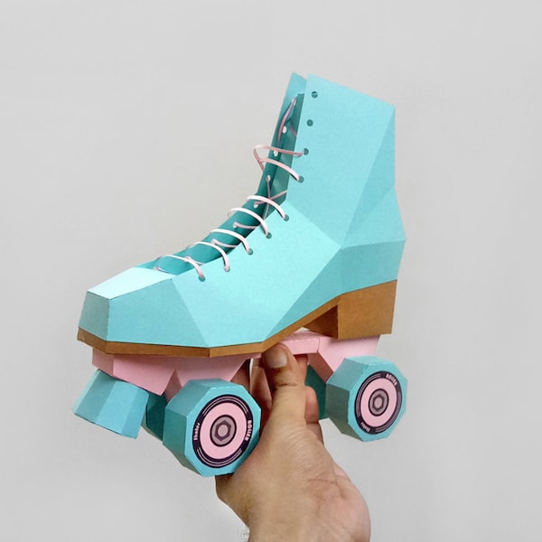 Zapatos de skate DIY Papercraft, zapatos de lona, zapatos de skate, zapatos 3d, zapatos de papel, patines Roller derby, imprimir y doblar, descarga digital instantánea