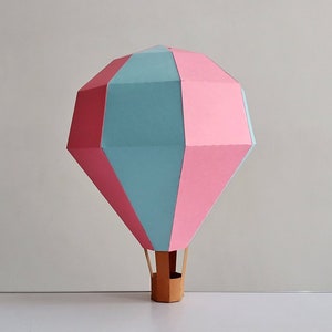 Papercraft fai-da-te Decorazioni per mongolfiere, Palloncino di carta PNG, Mongolfiera stampabile, Paracadute, Giocattoli di carta, Decorazione baby shower, Decorazione nursery