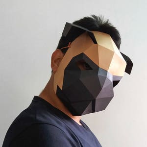 DIY Papercrafts,Pug mask,Party mask,Printable mask,Halloween costume,Halloween mask,Paper mask,Pug gift,Pug print,Origami mask,Pug art