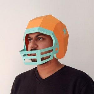 Casco de fútbol Papercraft,Casco de cricket,Casco deportivo,Casco de fiesta,Accesorios de fiesta,Casco de fútbol americano,Lowpoly,Traje de fútbol,Imprimible