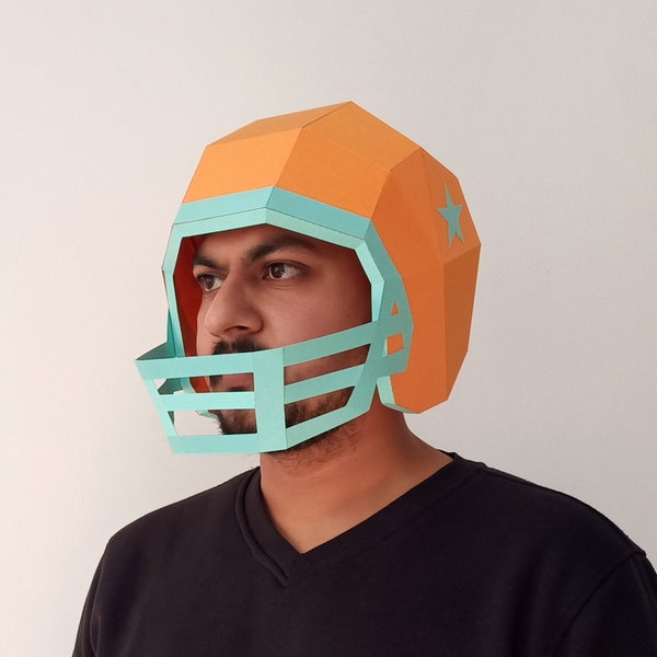 Football Helmet Papercraft,Cricket Helmet,Sports Helmet,Party Helmet,Party props,American football helmet,Lowpoly,Football costume,Printable