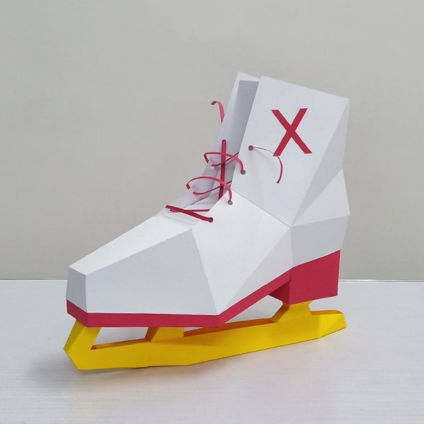 DIY Chaussures de patin à glace,Bricolage Papercraft,Chaussure de patinage sur glace,Hockey sur glace,Chaussure imprimable,Modèle de chaussure 3d,Accessoires,Kits d’origami,Imprimables,Chaussure de ski