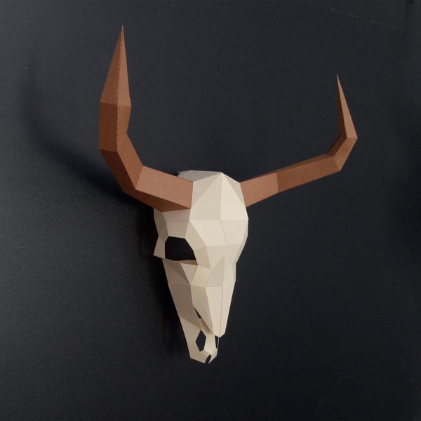 DIY Papercraft  Bull skull, Cow skull, Animal skull, Skull art, Skull decor, 3d papercraft, Printables, SKULL, DXF, Pdf templates, Taxidermy
