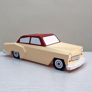 DIY Papercraft Car,Paper car,3d papercraft,Lowpoly papercraft,Printable car,origami car,Print and fold,Chevy 210,Classic car model,3d Car