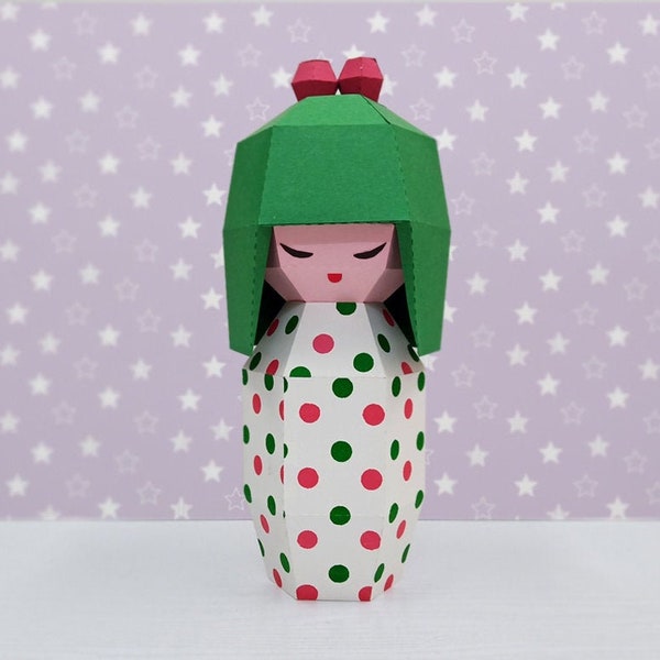 DIY kokeshi doll,Papercraft kokeshi doll,Kokeshi santa doll,Papercraft doll,Kokeshi svg,Japanese wooden dolls,Russian dolls,Cricut files