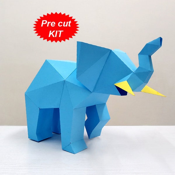 Kit de DIY, sculpture d'éléphant de Papercraft de DIY, papercraft bas de poly, art de poly bas, kit de Papercraft de DIY, modèle de Papercraft, kit de puzzle de 3d, kit d'origami de 3d