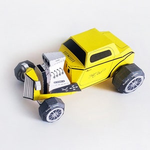 Manualidades de papel DIY, modelo de papel Hot rod, juguetes de papel, imprimibles, origami, modelo de papel 3d, modelo de papel hecho a mano, Hotrod, decoración de arte con papel