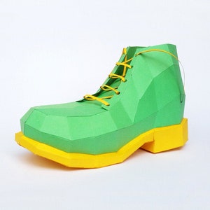Botte papercraft diy, chaussure papercraft, chaussure lowpoly, botte low poly, chaussure imprimable, faveur de démarrage, faveur de chaussure, chaussures de bal, fabrication de chaussures, modèle de chaussure en papier