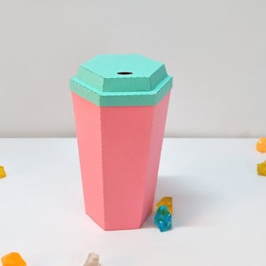 Kubek do kawy DIY Papercraft, kubek do kawy svg, kubek papierowy, kubek papierowy, szablon kubka DIY, kubek do druku, kubek z pokrywką, kubek do zimnych napojów