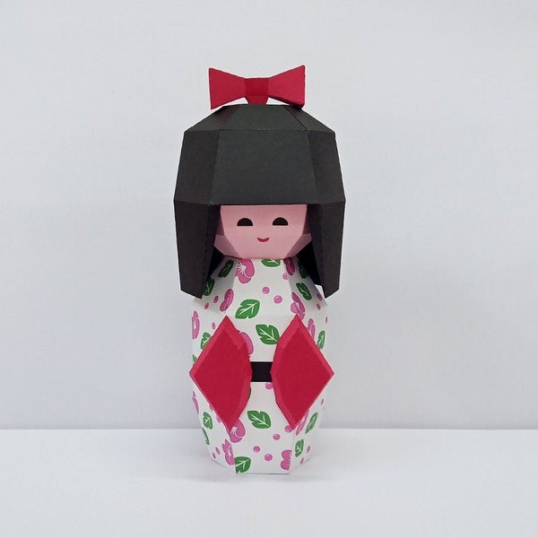 DIY Papercraft Kokeshi doll,low poly Papercraft doll,kokeshi Vintage doll,Kokeshi svg,doll svg,Japanese wooden dolls,Russian dolls,Doll svg