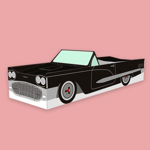 DIY afdrukbare auto gunst, cabriolet auto, Papercraft auto, geschenkdoos, snoepdoos, partij gunst, babyshower gunst, auto gunst, Ford Thunderbird gunst