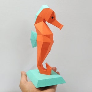 Trofeo di cavalluccio marino di Papercraft fai da te, papercraft 3d, arte della carta 3d, carta cavalluccio marino Png, cavalluccio marino dxf, puzzle 3d, arte della parete 3d, file Silhouette Cameo