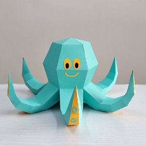 DIY Papercraft Octopus, Octopus 3D-model, Papier speelgoed, Feestdecoratie, Kwekerij decor, Octopus dxf bestanden, cricut bestanden, Octopus geschenken, Cameo bestanden