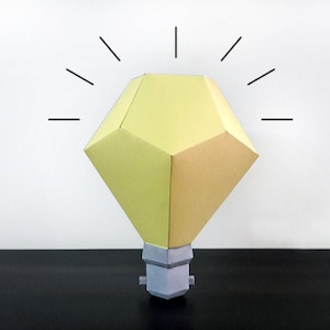 Modello di lampadina Papercraft fai-da-da-, lampadina di carta, decorazione della lampadina, decorazione della parete, decorazione della parete, decorazione della casa, PDF stampabile, stampa e piega, modello di lampadina 3d, puntello della lampadina