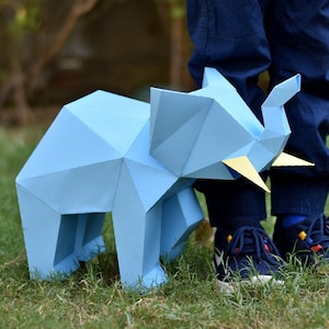 DIY Papercraft Elephant sculpture,low poly papercraft,low poly art,Papercraft pdf,Papercraft model,3d origami elephant,Pdf pattern,3d model