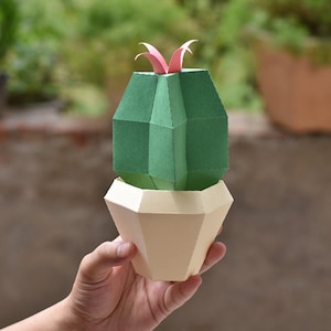 Jardinière de cactus en papier bricolage, cactus png, plantes de cactus, cadeaux cactus, cadeaux cactus, cactus lowpoly, modèle 3D de cactus, impression de cactus, motif cactus