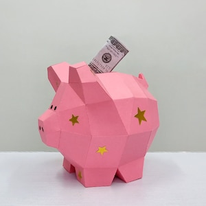 DIY Papercraft Sparschwein,Kinderzimmerdekor,Babyshower decor,DIY 3d lowpoly Schwein Papercraft Modell,Sparschwein Modell,Bastelschwein für Kinder,Geld Spardose