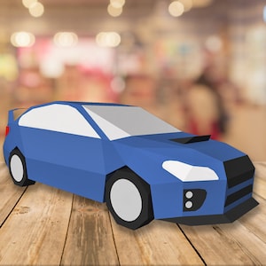 Berlina Papercraft fai-da-y Auto, auto sportiva di carta, carta 3d, auto da cartolina in basso poli, auto stampabile, stampa e piega, arredamento da scrivania, modelli Pepakura