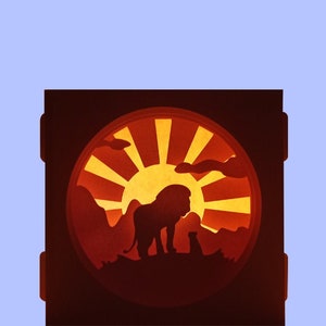 Carte d’ombre de roi de lion, boîte d’ombre, modèle de coupe de laser, svg de carte de tunnel, décorations d’Halloween, carte de lion, vie de jungle, thème de jungle, fichiers de cricut