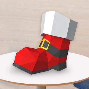 DIY Papercraft Santa Boots, Christmas Shoe favor, Christmas Party decorations, Papercraft boots, Santa boots pattern, Christmas gifts favour