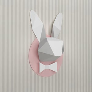 TE Coniglio testaTrophy- montaggio da parete, 3d papercraft,Paper Rabbit,Origami,animali di carta,giocattoli di carta,Décor,Party props,Party room décor,Nursery
