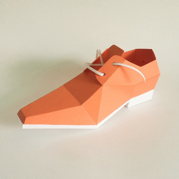 DIY Square toe shoe, paper model, formal shoe,3d papercrafts,Origami shoe,Printables,Digital download,DIY Papercraft,Lowpoly shoe,3d shoe