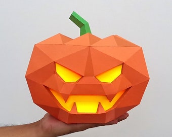 DIY Halloween Pumpkin,Pumpkin lamp,Pumpkin decor,Halloween party,Lowpoly pumpkin,Halloween gifts,Papercraft pumpkin,Halloween party decor