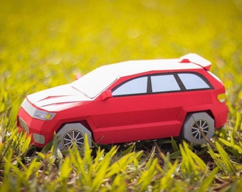 Model samochodu 3D z papieru, wzór SUV-a do druku (pdf, dxf, eps)