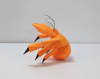 DIY Papercraft Hermit Crab Model, Low Poly Template (pdf, svg, dxf, png, eps)