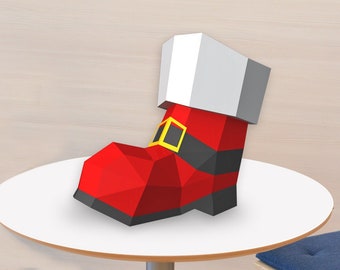 DIY Papercraft Santa Boots, Christmas Party Favor (PDF Pattern)