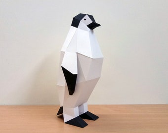 Penguin Papercraft Sculpture, Lowpoly Template (PDF)