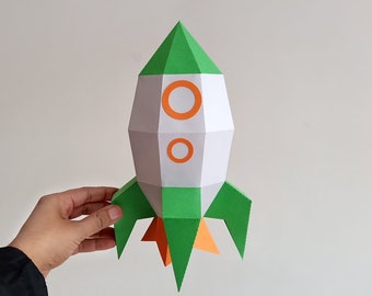 DIY Papercraft Rocket,Rocket lamp,Paper rocket,Rocket gifts,Rocket toy,Rocket ship,Print and fold,Instant digital download,Rocket launcher