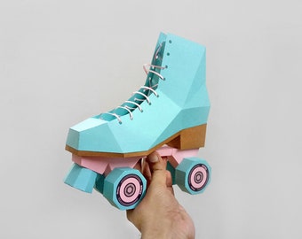 DIY Papercraft Roller skate shoes,Canvas shoe,Skate shoes,3d shoe,Paper shoe,Roller derby skates,Print and fold,Instant digital download