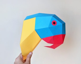 Macaw Parrot trophy,3d papercraft,DIY papercrafts,Low poly,Macaw,DIY kits,DIY gifts,Origami,Digital download,Paper bird,Papercraft Parrot