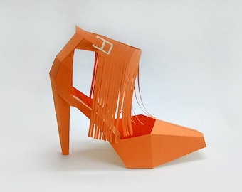 DIY Papercraft High Heel Shoe, 3D Origami Model (Digital Download)