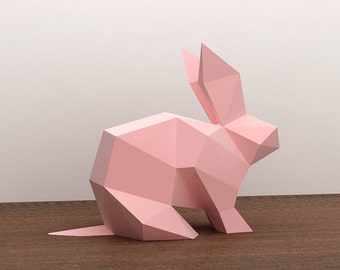 DIY Rabbit,Paper Rabbit model,3d rabbit,Hare,Jack Rabbit,Pink Rabbit,Printables,Digital download,Pdf Templates,3d papercrafts,3d Origami,Toy