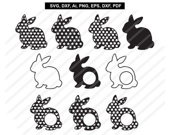 Easter Bunny Monogram Svg File, Bunny Dxf File, Easter Vector, Easter ...