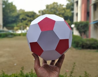 DIY Papercraft Fútbol, Fútbol imprimible, Pelota de papel, juguete de fútbol, Imprimir y doblar, descarga digital, Archivos de corte de fútbol, pelota lowpoly