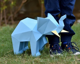 DIY Papercraft Elephant sculpture,low poly papercraft,low poly art,Papercraft pdf,Papercraft model,3d origami elephant,Pdf pattern,3d model