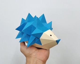 DIY Porcupine Papercraft Template, 3D Low Poly Paper Sculpture (PDF)