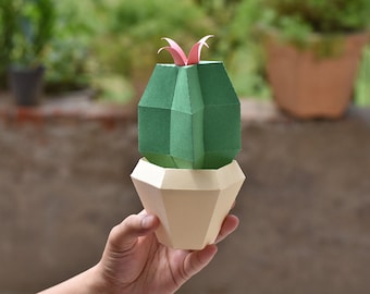 DIY Papercraft Cactus Planter,Cactus png,cacti plants,Cacti gifts,cactus gifts,Lowpoly cactus,3d cactus model,Cactus print,Cactus pattern