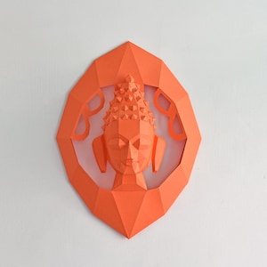DIY Papercraft Boeddha hoofd trofee, Boeddha trofee, Boeddha geschenken, Boeddha sculptuur, Boeddha papercraft, Boeddha svg, Lachende Boeddha, Lachende Boeddha