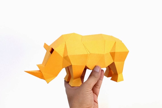 Diy Papercraft Rhino Sculpture3d Papercraftpapercraft Sculptureorigamirhinocerossilhouette Cameocricutsilhouette Studioprintables