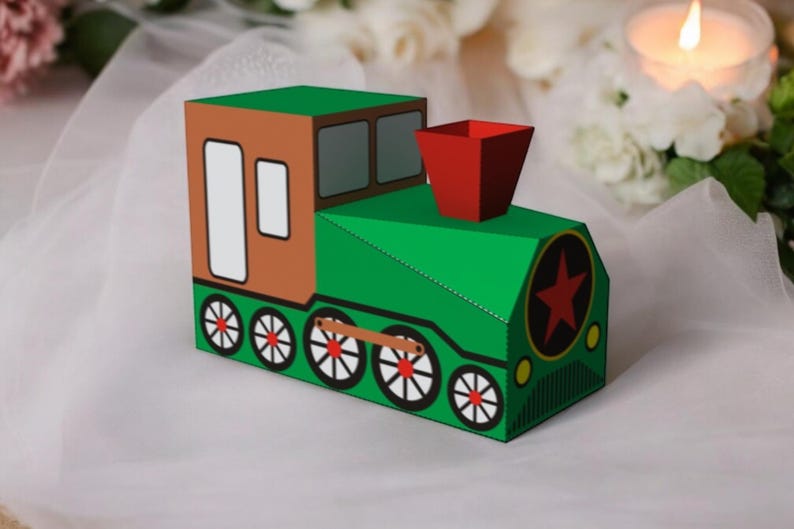 Papercraft Red Engine Papercraft Train Favor Box, Steam Engine Locomotive (digital Files) - Etsy