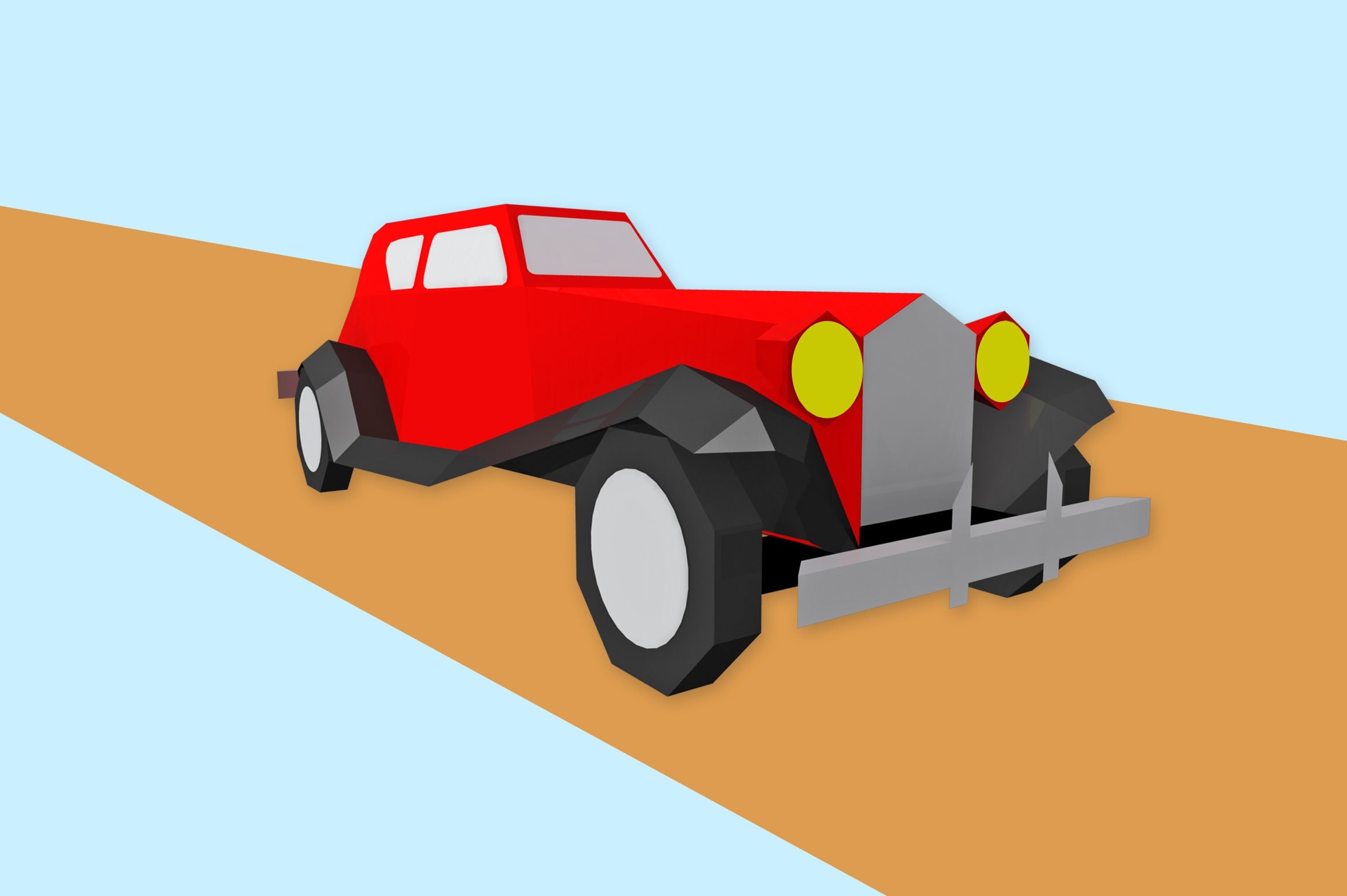 DIY Papercraft Vintage Car Model, Printable 3D Template (pdf, Eps, Dxf ...