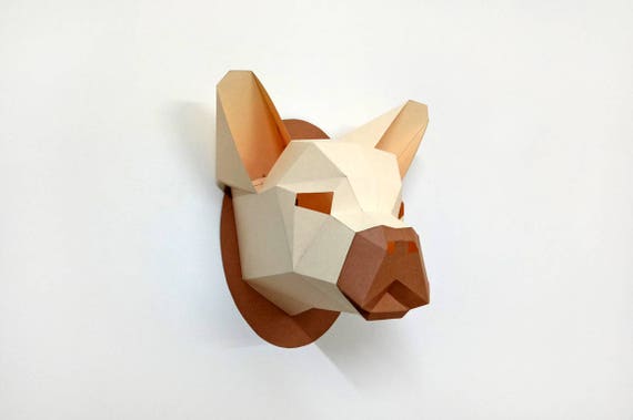 French bulldog head trophy,3d papercraft,DIY papercrafts,Low poly,Animal head,DIY kits,DIY gifts,Origami,Digital download,Pug dog trophy