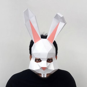 DIY Papercraft Bunny mask,Rabbit mask,Party mask,lowpoly,3d papercraft,DIY animal head,Easter bunny,Papercraft mask,Instant PDF download