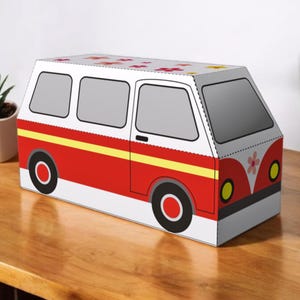DIY Papercraft floral camper favor, Caravan RV camping van, Caravan gifts, Caravan favor, Van favour, Car favor, Camper van favor, car favor